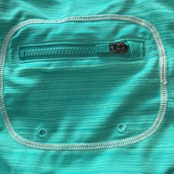 Athleta Cycle Shirt Teal 1/4 Zip Front Back Zip Pocket Short Sleeve Small - Picture 7 of 10